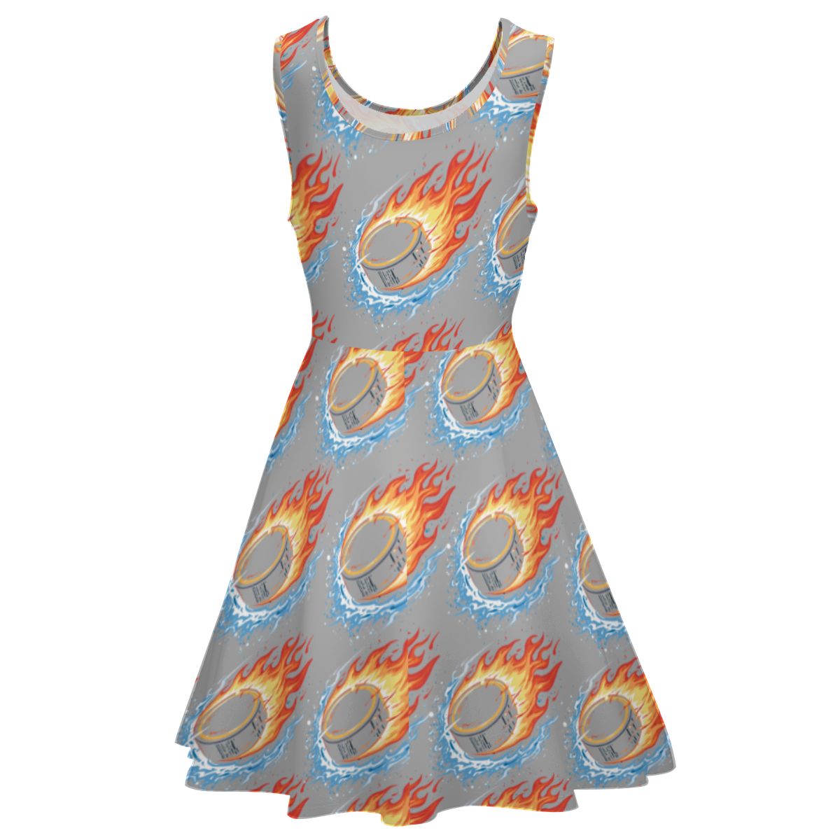 Women's Game Day Dress - Flamin Hockey Pucks Grey