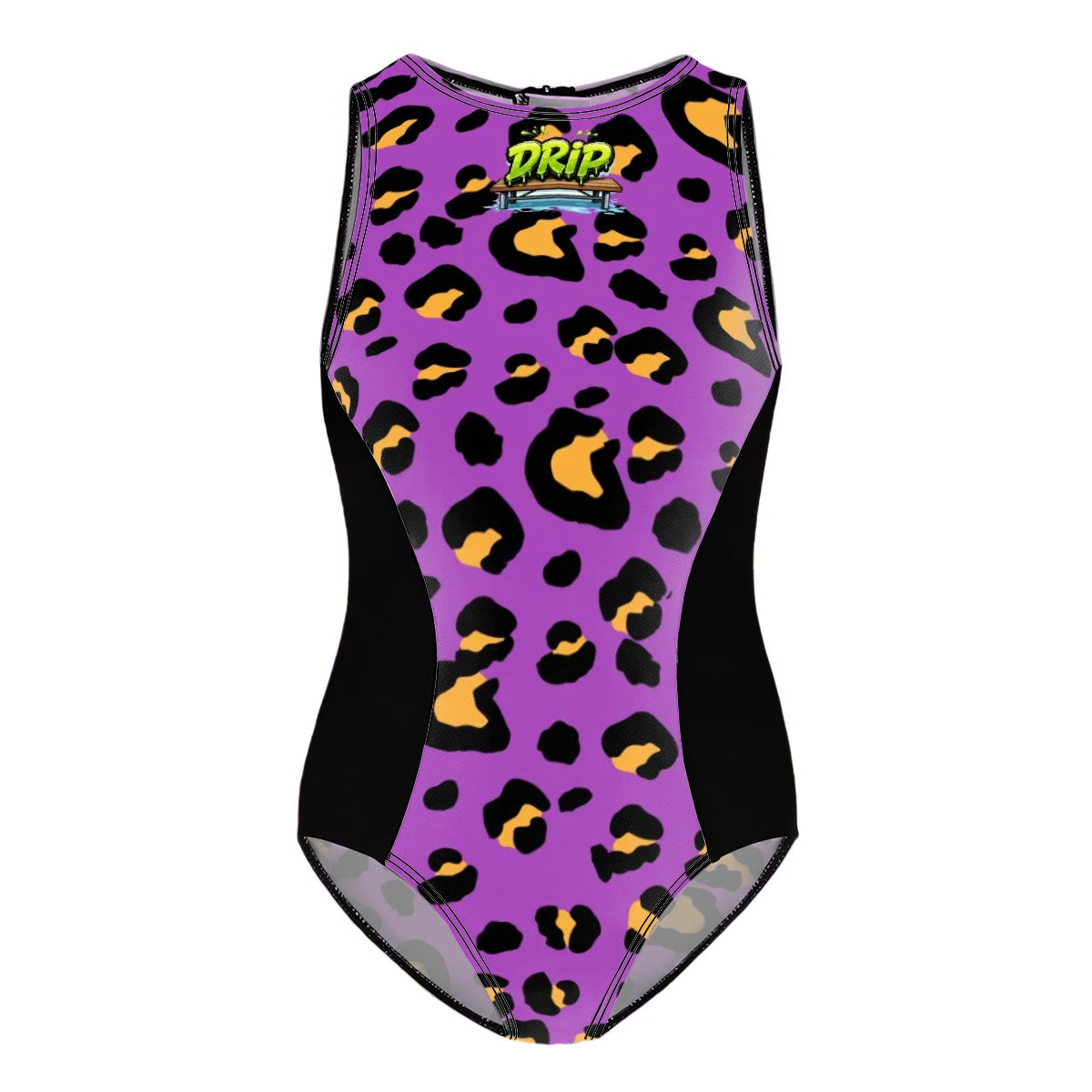 Girls One Piece Swimsuits- Drip Bench Leopard Purple