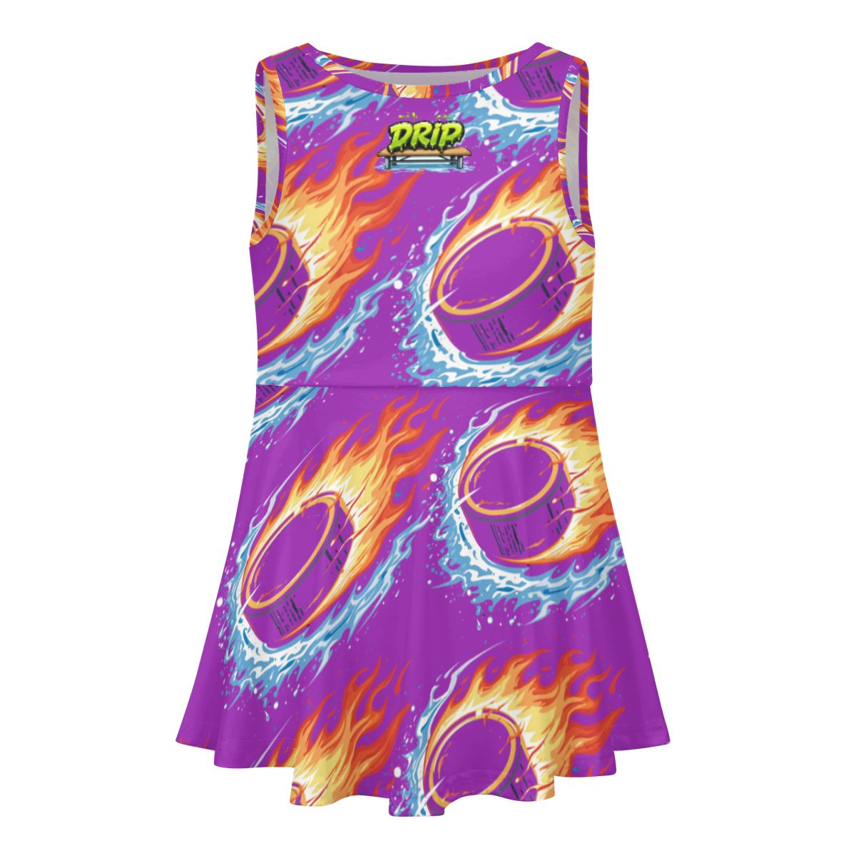 Girl's Game Day Dress - Flamin Hockey Pucks Purple