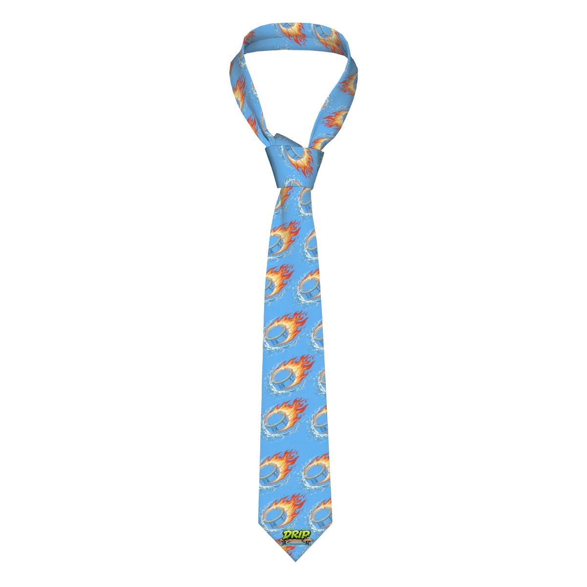 Game Day Tie - Flamin Hockey Pucks Sky Blue