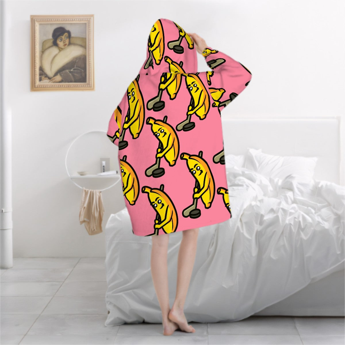 Adult Blanket Sweatshirt - Bananas for Hockey Pink