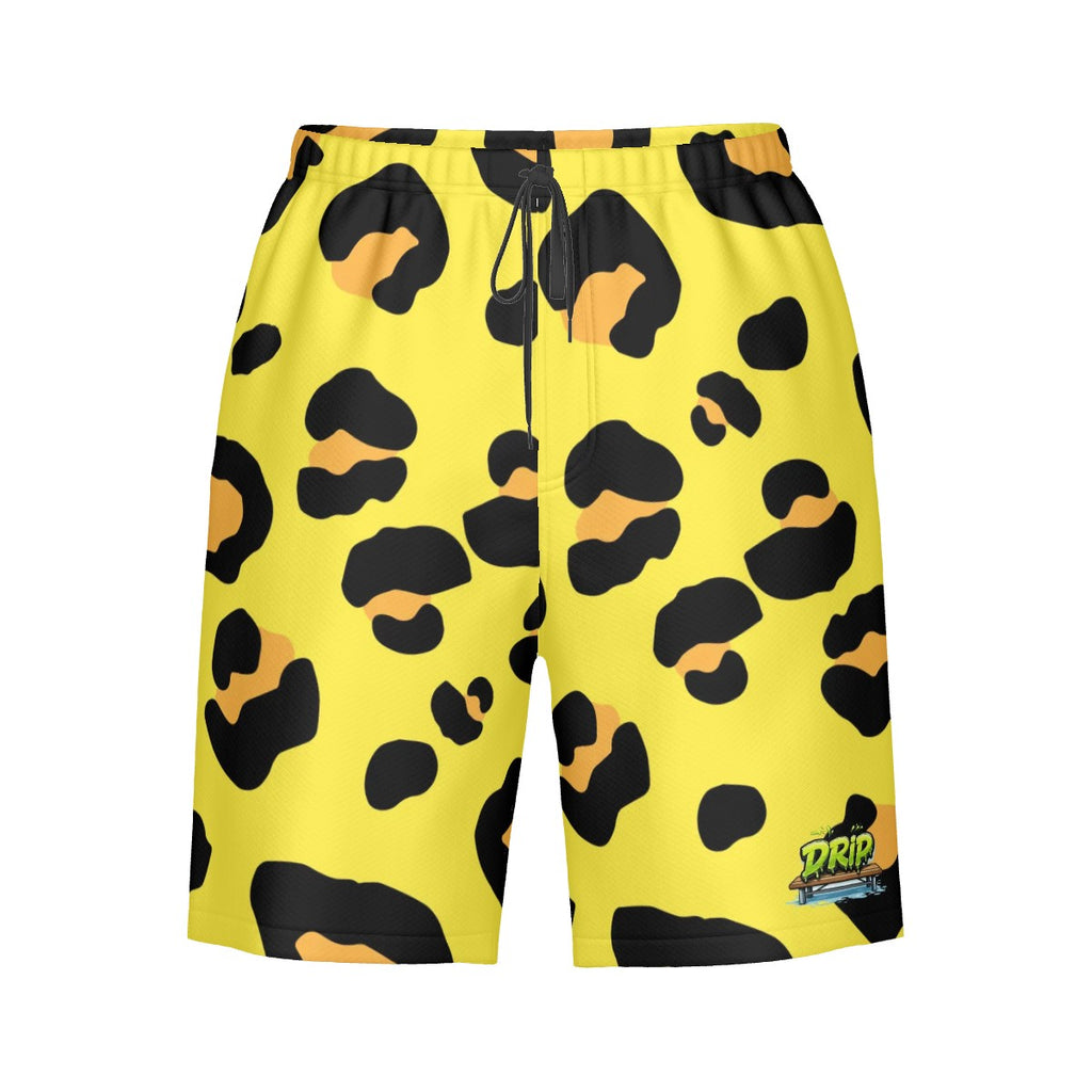 Men/Teen Swim Shorts - Drip Bench Leopard Yellow
