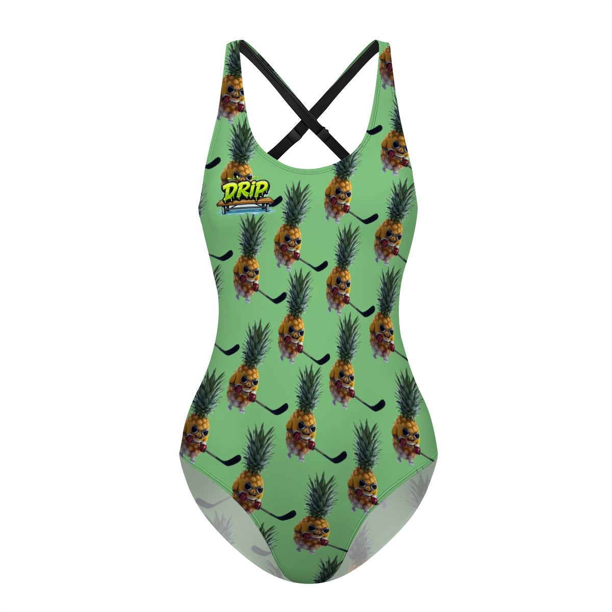 Cross-Back One Piece Swimsuit Women - Piney Snipes Jungle Green