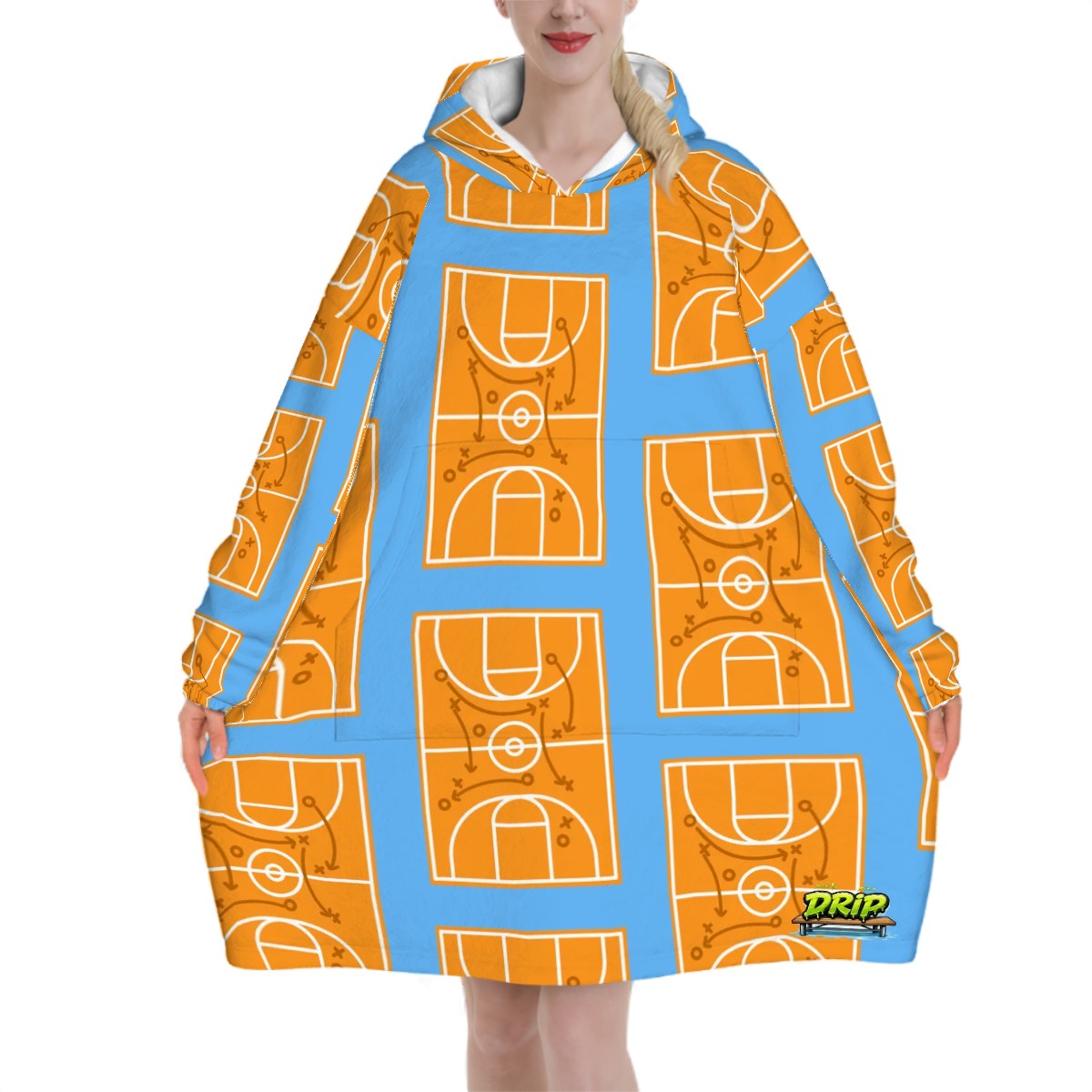 Adult Blanket Sweatshirt - Basketball Court Blue