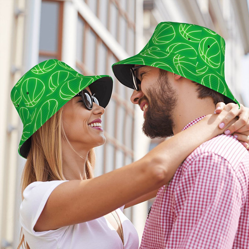 Drip Bucket Hat - Neon Green Basketballs Classic Green