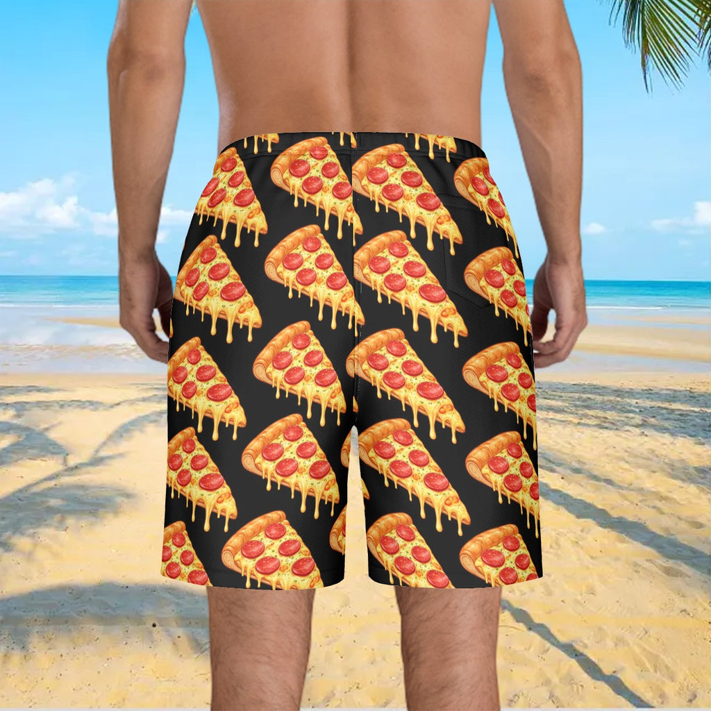 Men/Teen Swim Shorts - Pizza Black