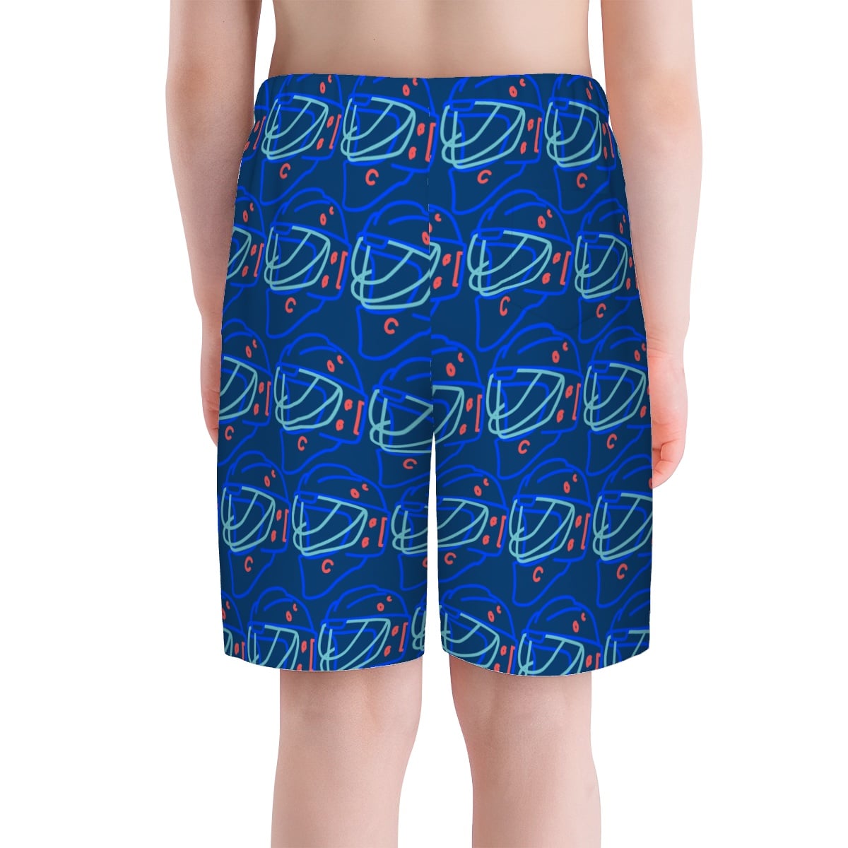 Youth Swim Shorts - Goalie Helmet Sketch Midnight