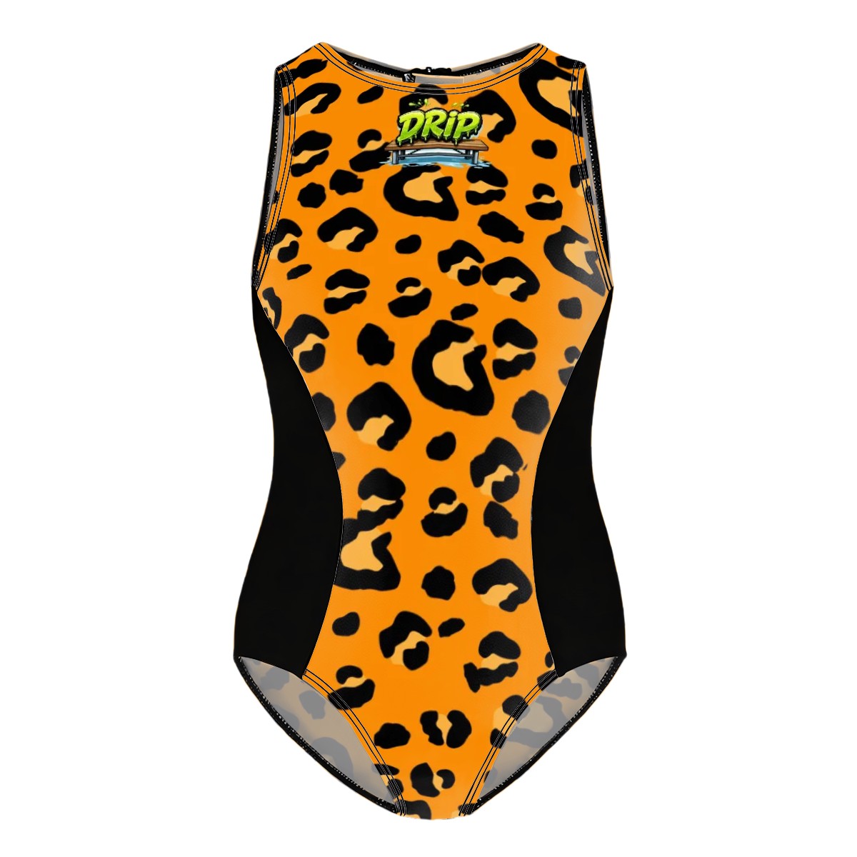 Girls One Piece Swimsuits - Drip Bench Leopard Orange