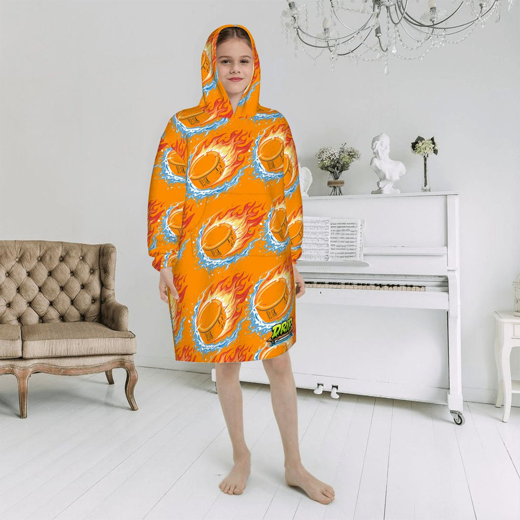 Youth Blanket Sweatshirt - Flamin Hockey Pucks Orange