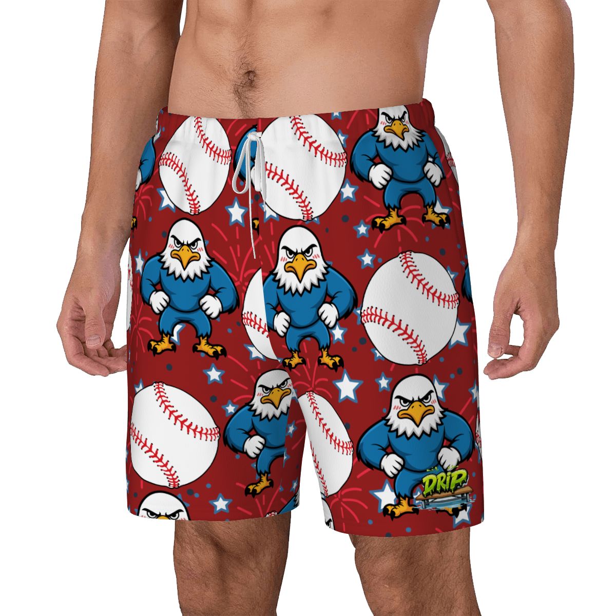 W2W Pro Mesh Hybrid Shorts - Stars and Strikes Classic Red