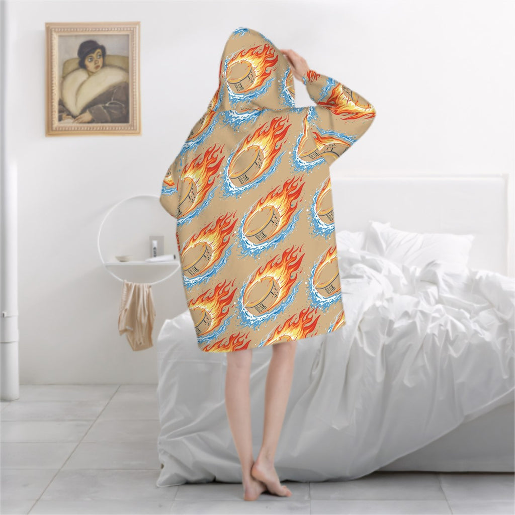 Adult Blanket Sweatshirt - Flamin Hockey Pucks Beige