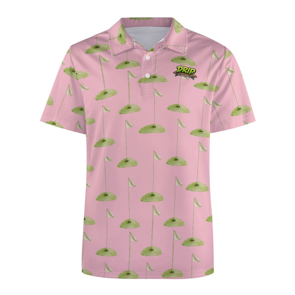 Uncle Golf Shirt - Hole Flag Sketch Pink