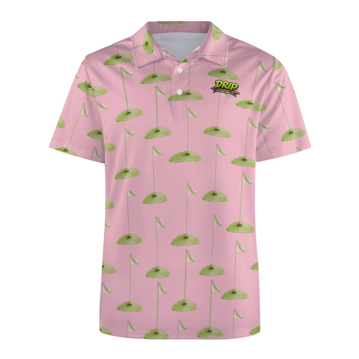 Uncle Golf Shirt - Hole Flag Sketch Pink