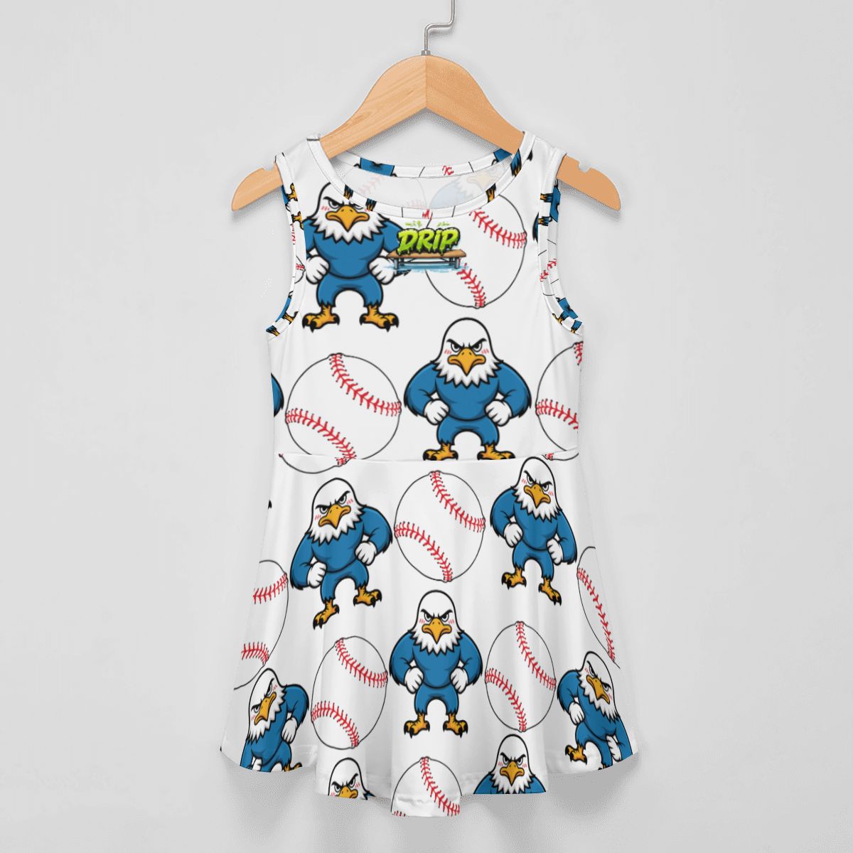 Girls Game Day Dress - Classic Baseball White