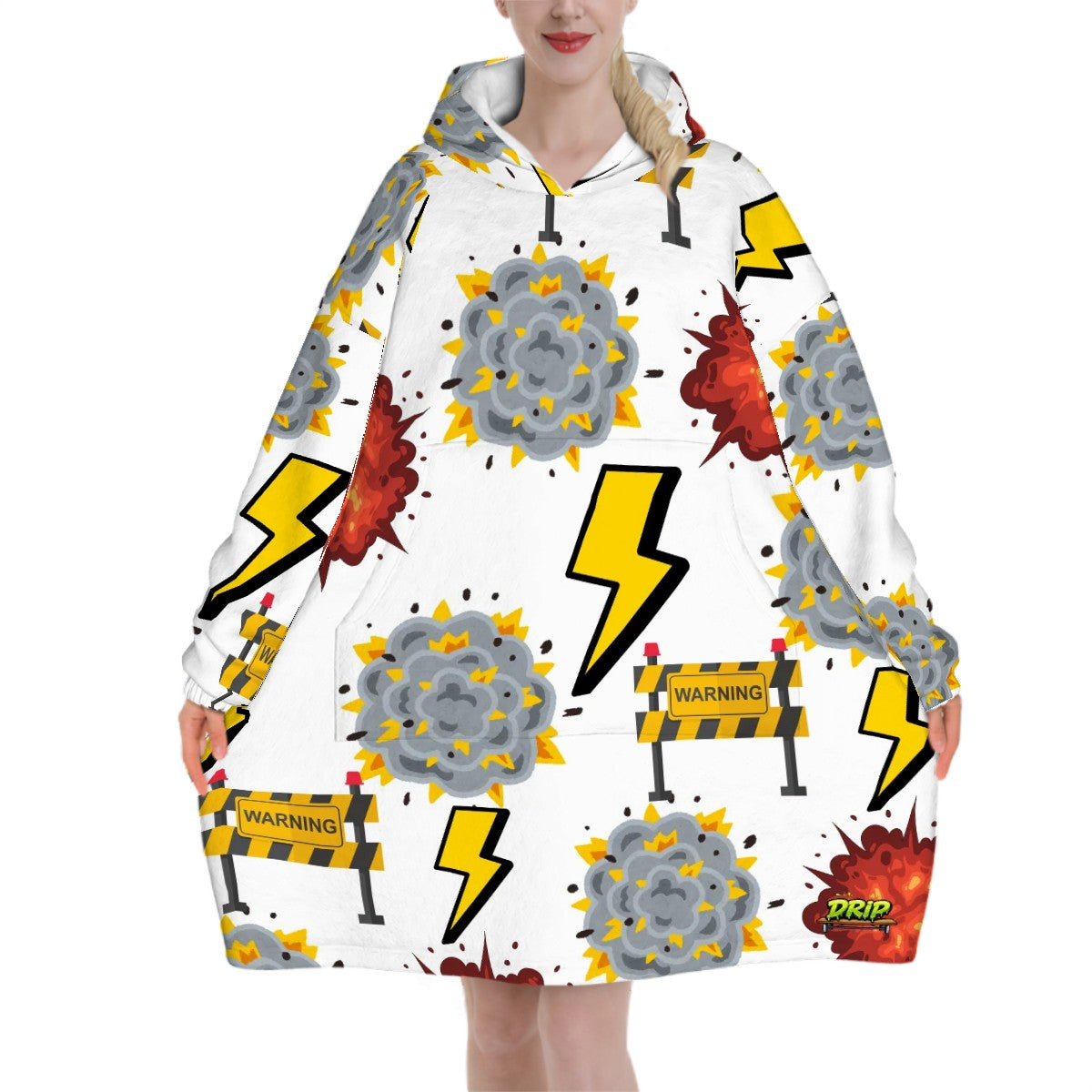 Adult Blanket Sweatshirt - I Come With a Warning Label White