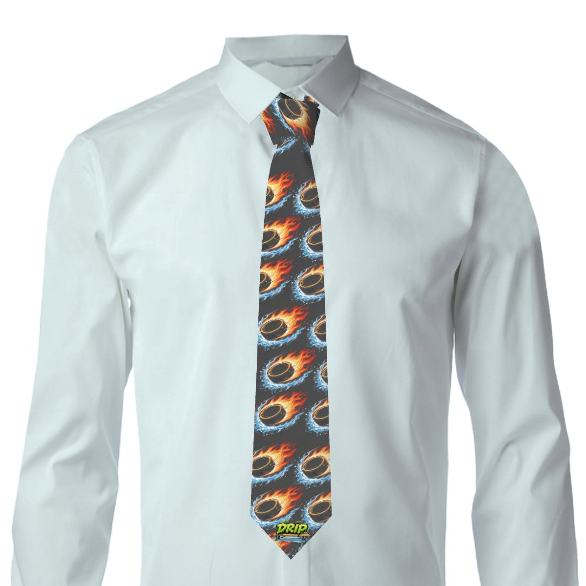 Game Day Tie - Flamin Hockey Puck Charcoal
