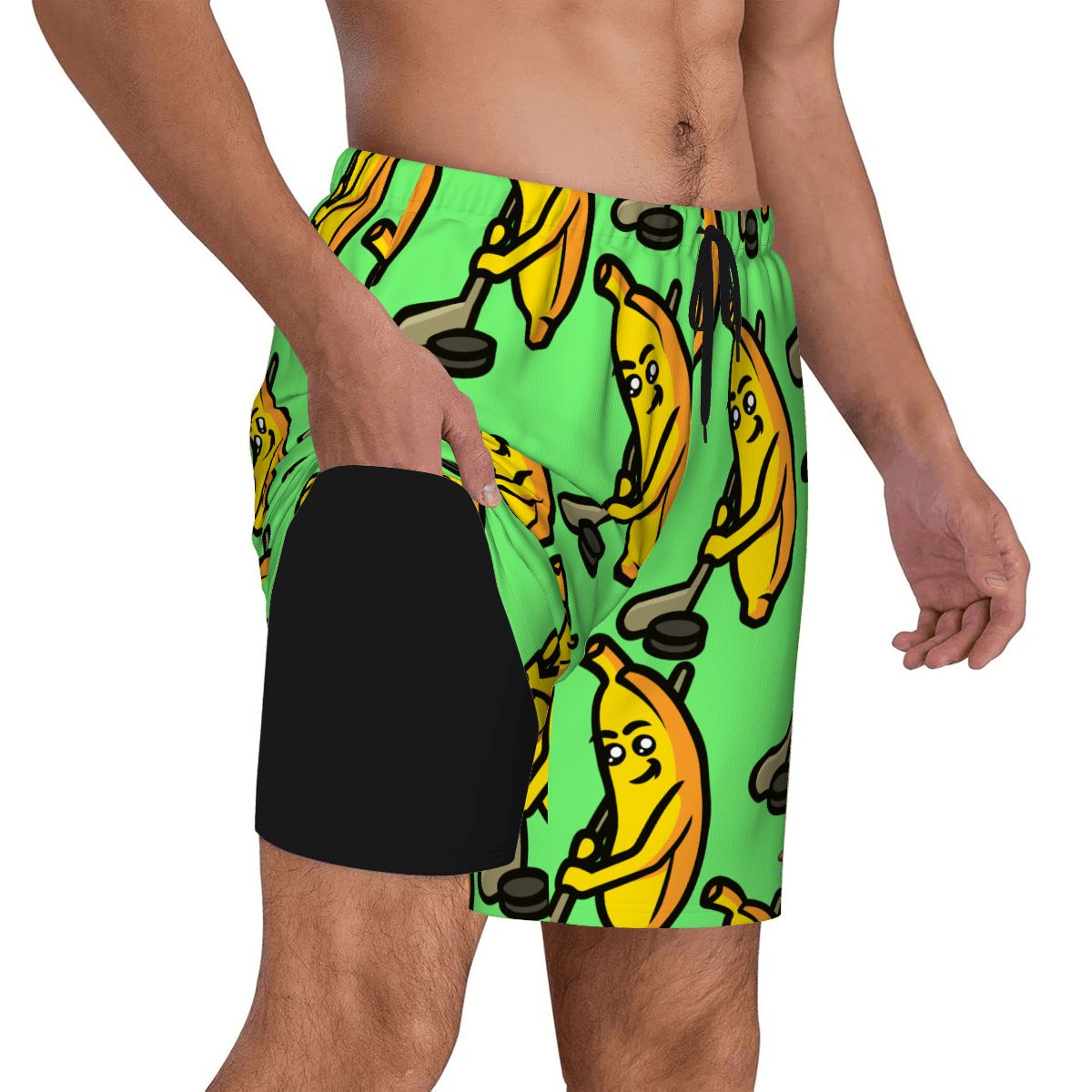 W2W Pro Mesh Hybrid Shorts - Bananas for Hockey Hot Green