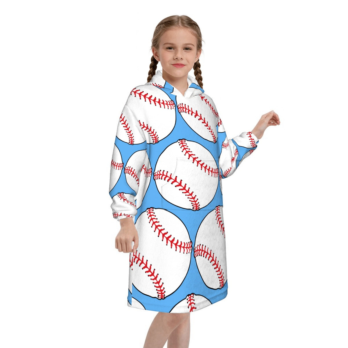 Youth Blanket Sweatshirt - Baseballs Classic Blue