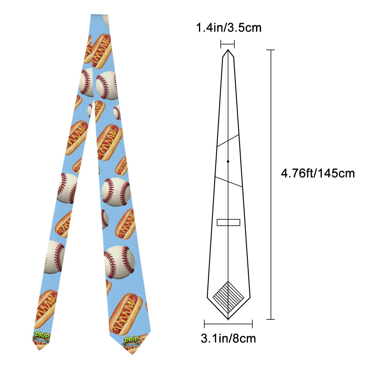 Game Day Tie - Baseballs and Hotdogs