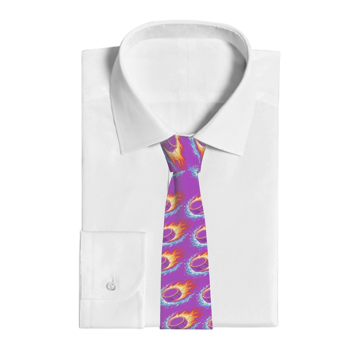 Game Day Tie - Flamin Hockey Pucks Purple