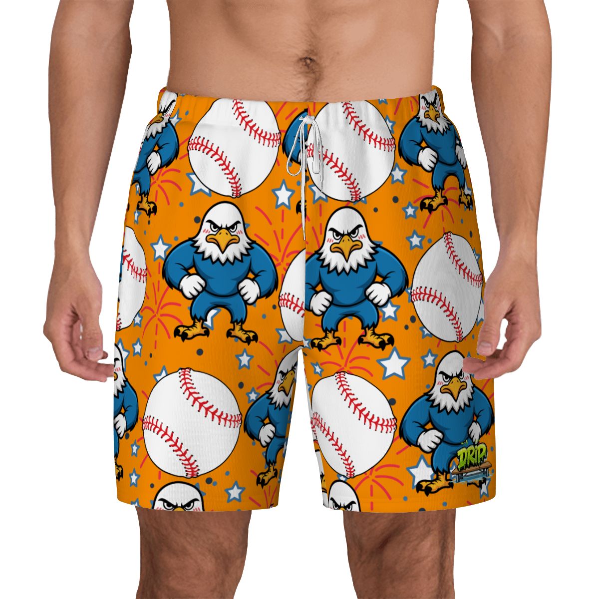 W2W Pro Mesh Hybrid Shorts - Stars and Strikes Orange