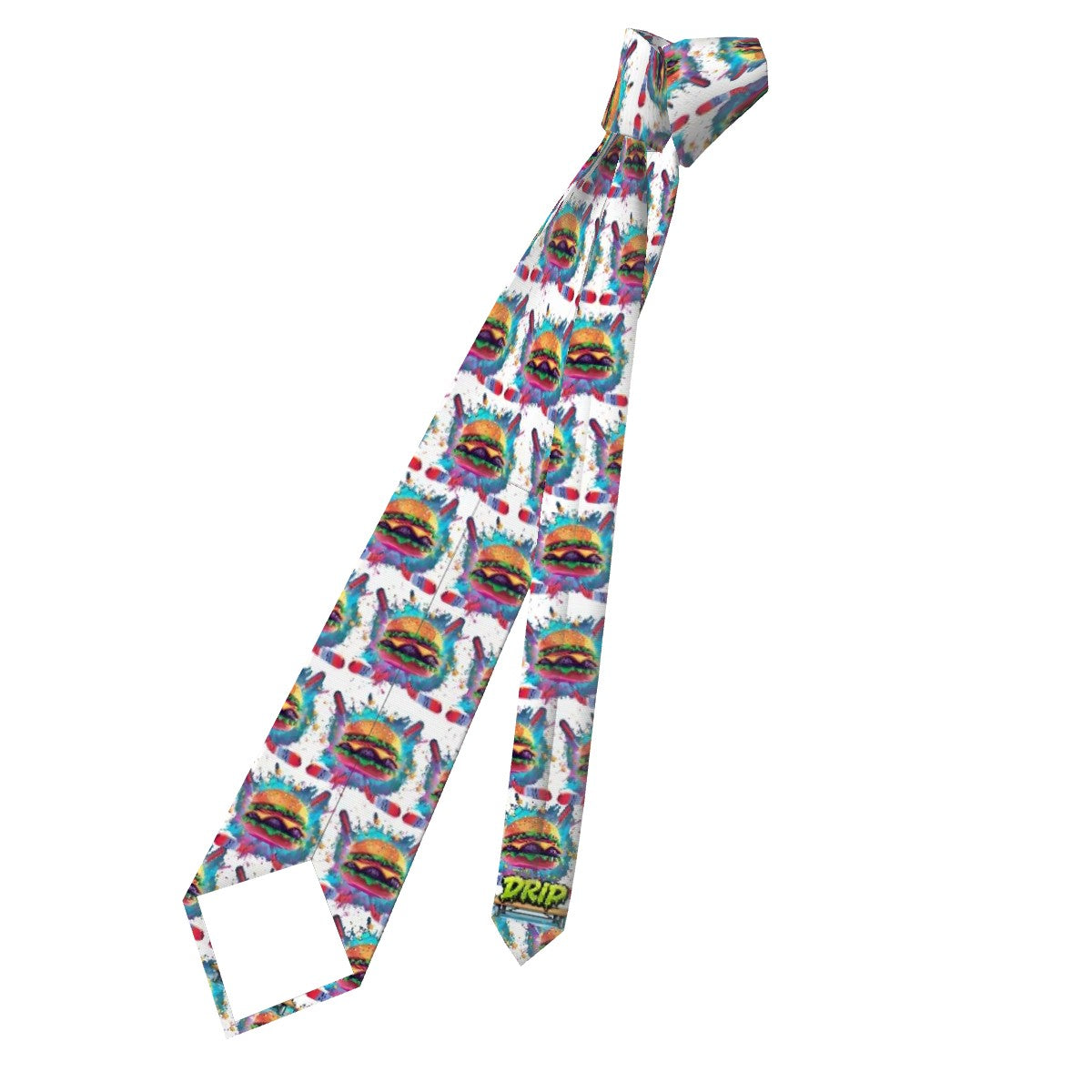 Game Day Tie - Cheeseburger and Hockey Sauce White