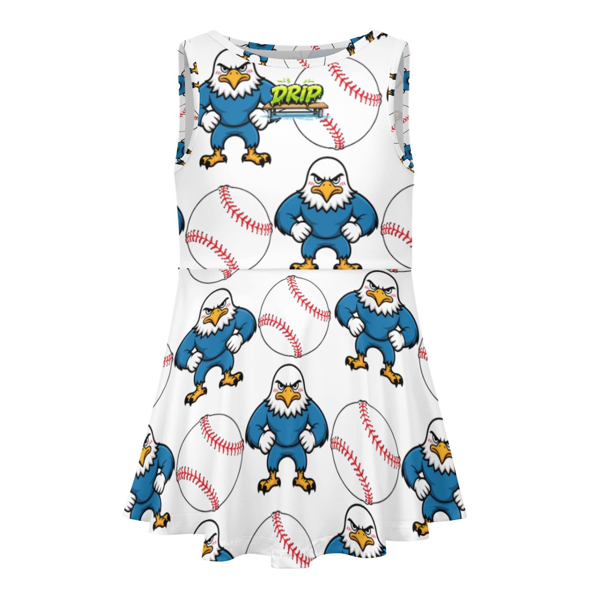 Girls Game Day Dress - Classic Baseball White