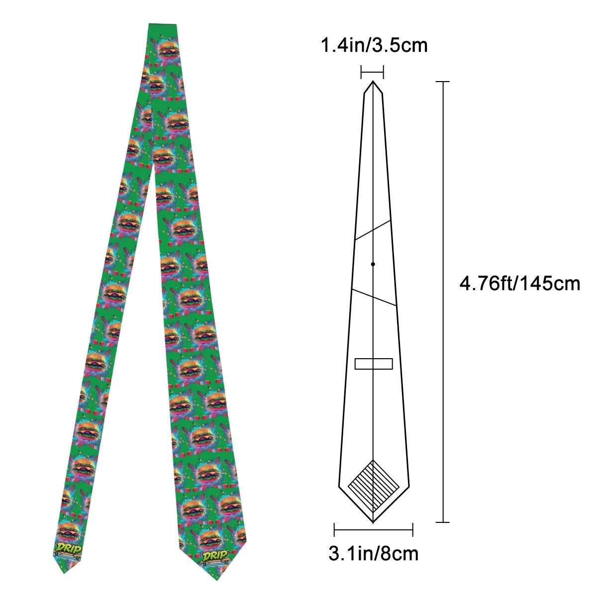 Game Day Tie - Cheeseburger and Hockey Sauce Classic Green