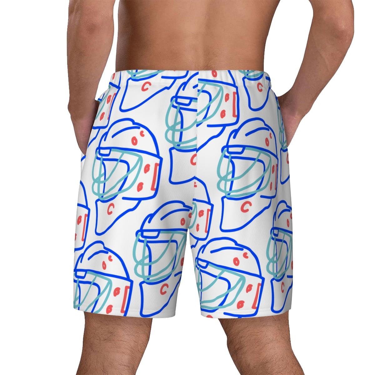 W2W Pro Mesh Hybrid Shorts - Goalie Helmet Sketch White