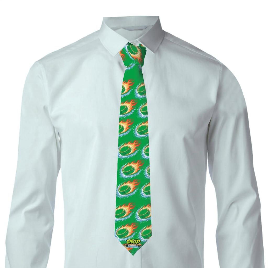 Game Day Tie - Flamin Hockey Puck Classic Green