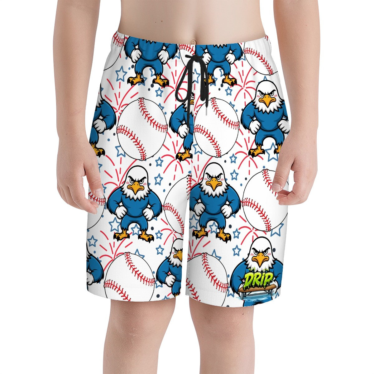 Youth Swim Shorts - Stars and Strikes White