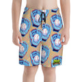 Youth Swim Shorts - Baseball Sprinkles Drip Beige