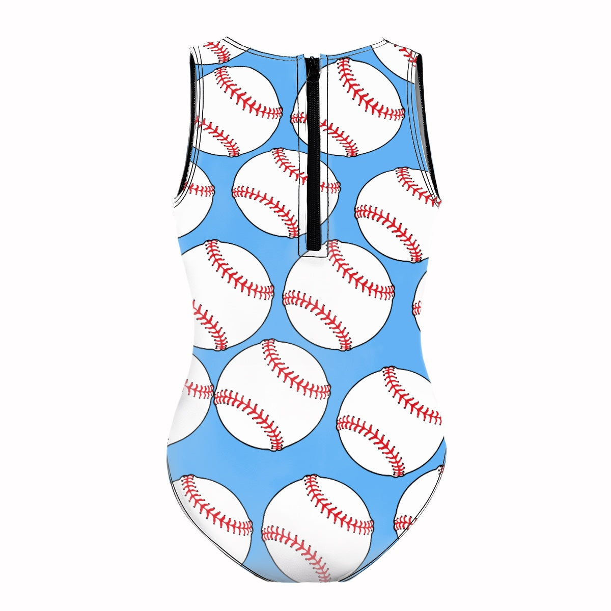 Girls One Piece Swimsuit - Classic Baseball Blue