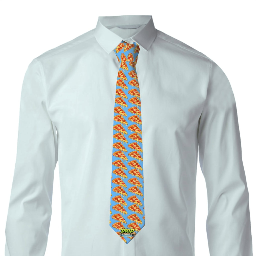 Game Day Tie - Pizza Sky Blue