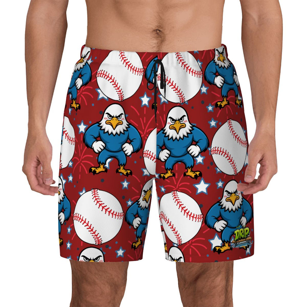 W2W Pro Mesh Hybrid Shorts - Stars and Strikes Classic Red