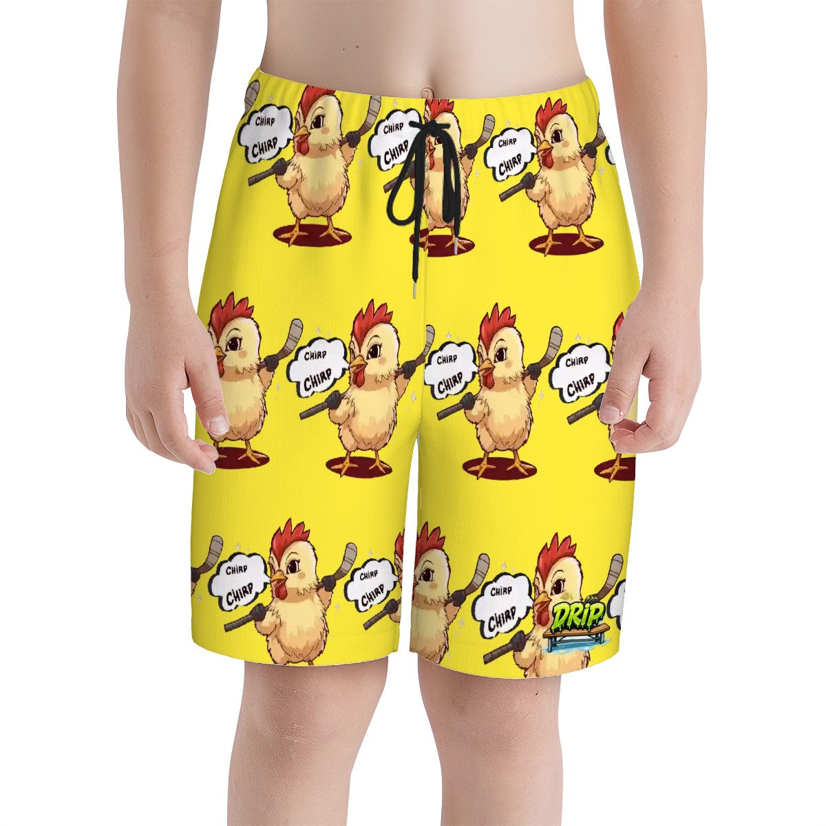 Youth Swim Shorts - Hockey Chirp Chirp Yellow