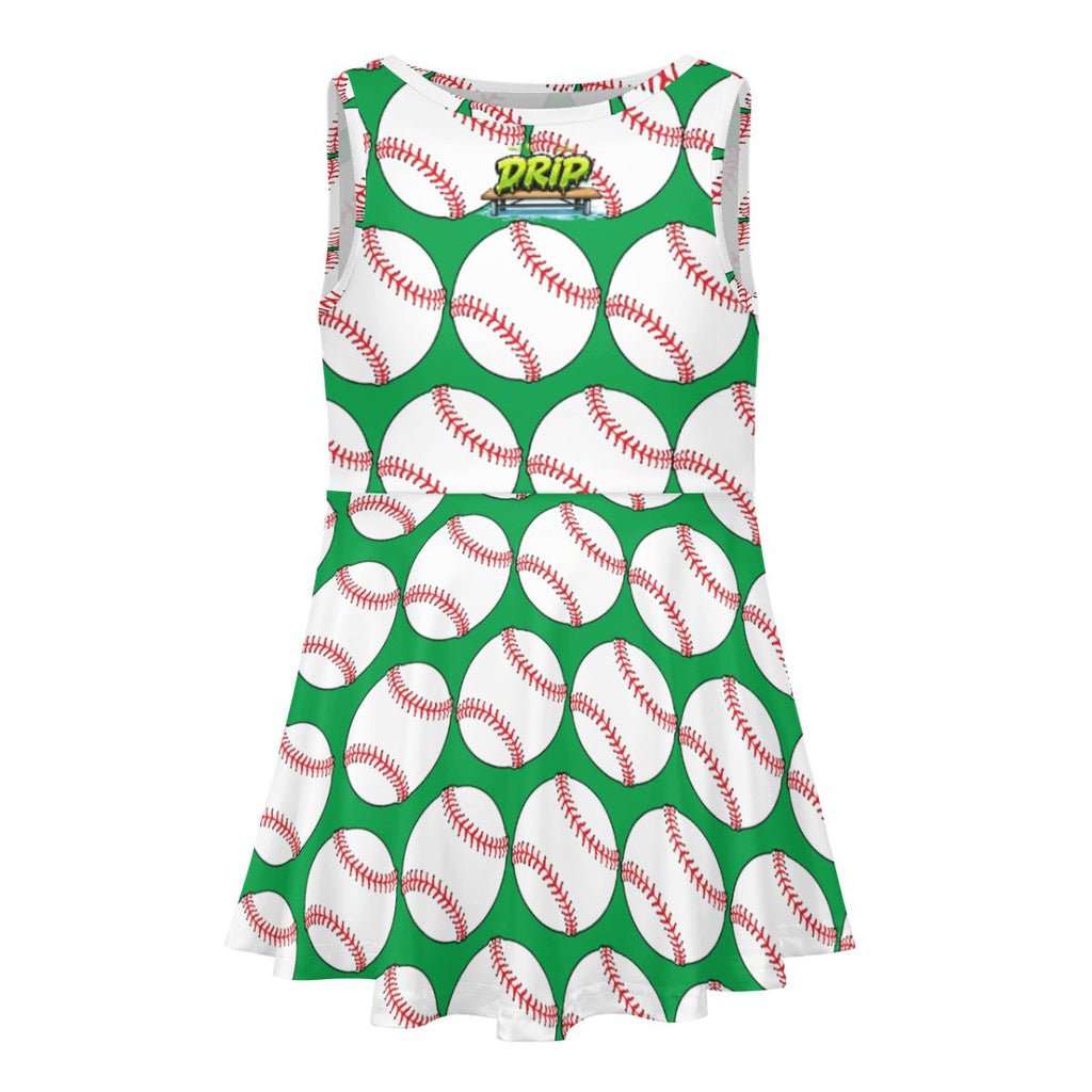 Girls Game Day Dress - Classic Baseball Green