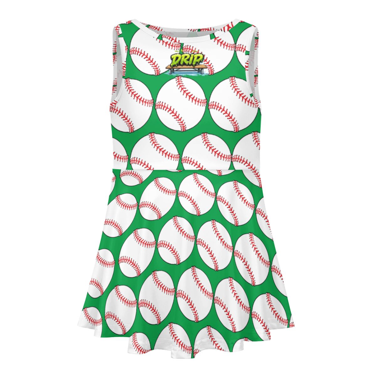 Girls Game Day Dress - Classic Baseball Green