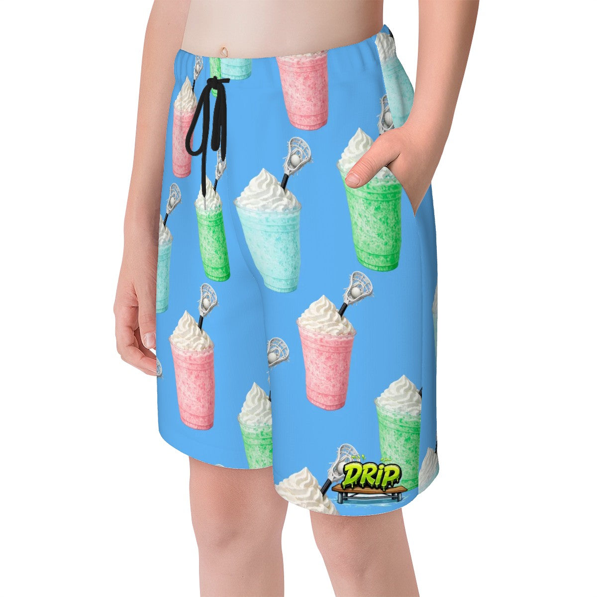 Youth Swim Shorts - Ice Cream Lacrosse Sky Blue