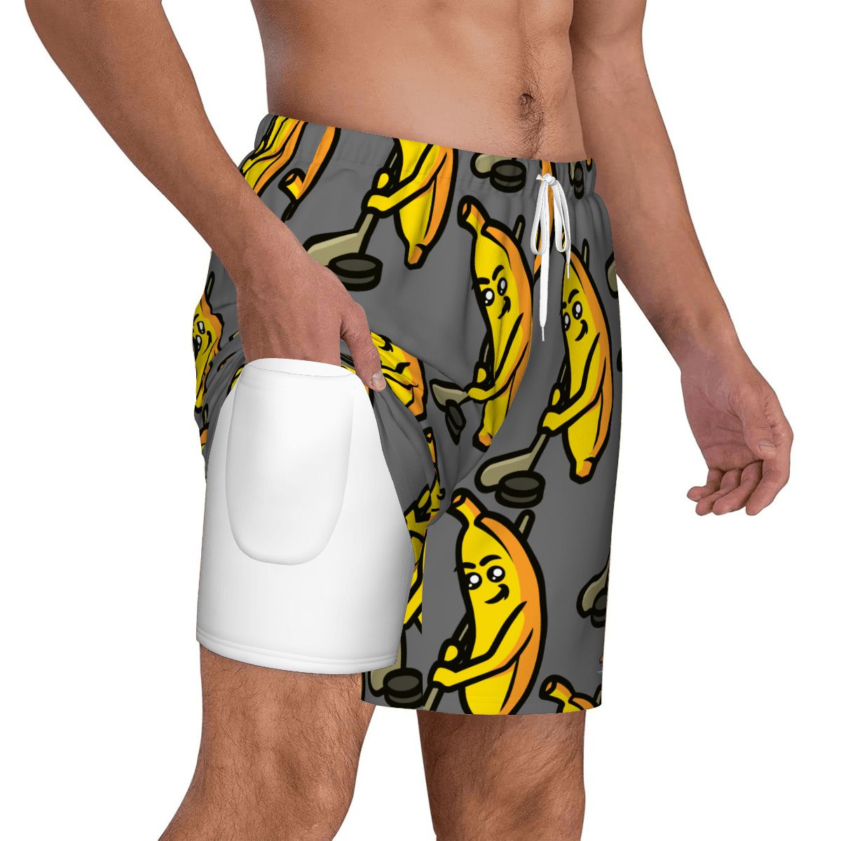 W2W Pro Mesh Hybrid Shorts - Bananas for Hockey Dark Grey