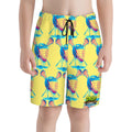 Youth Swim Shorts - Lacrosse Helmet Sticks Yellow