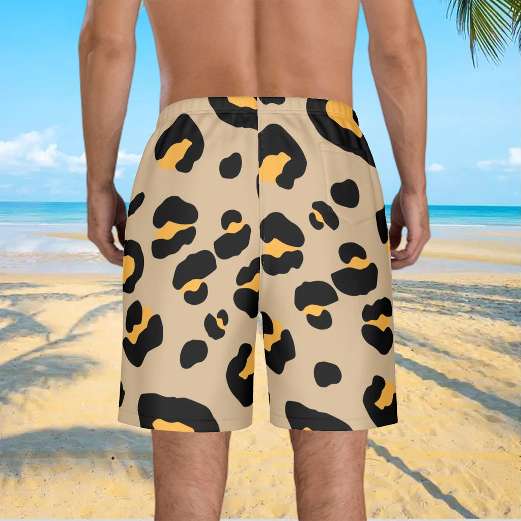 Men/Teen Swim Shorts - Drip Bench Leopard Beige