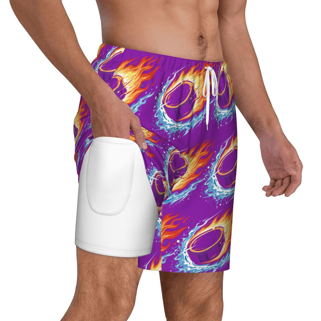 W2W Pro Mesh Hybrid Shorts - Flamin Hockey Pucks Classic Purple