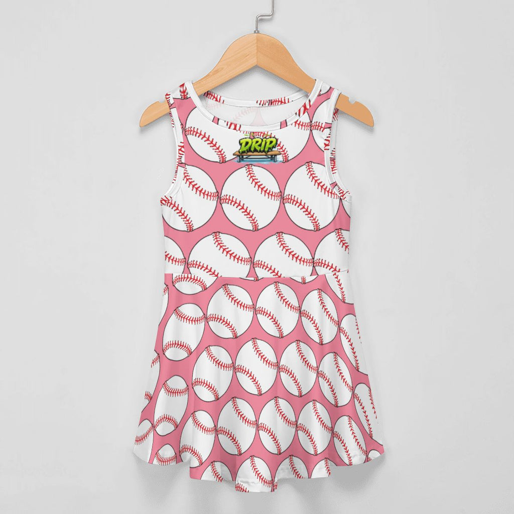 Girls Game Day Dress - Classic Baseball Pink