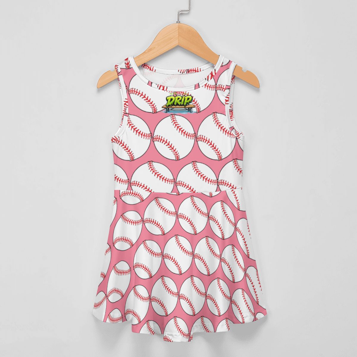 Girls Game Day Dress - Classic Baseball Pink