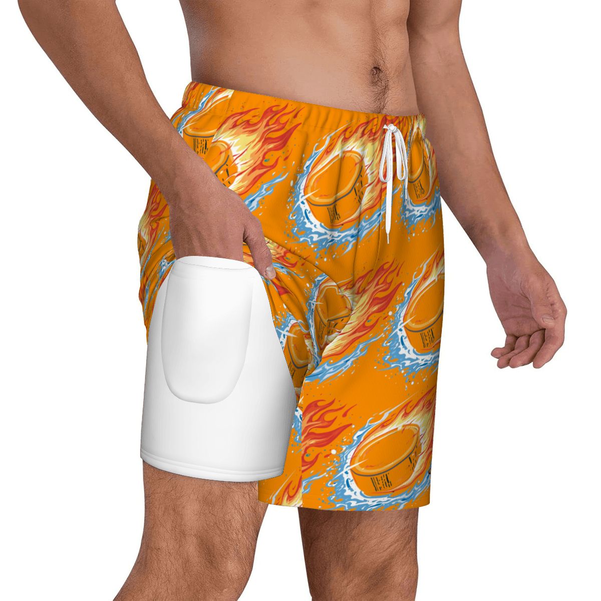 W2W Pro Mesh Hybrid Shorts - Flamin Hockey Pucks Orange