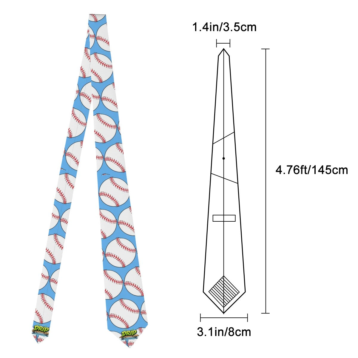 Game Day Tie - Baseballs Classic Blue
