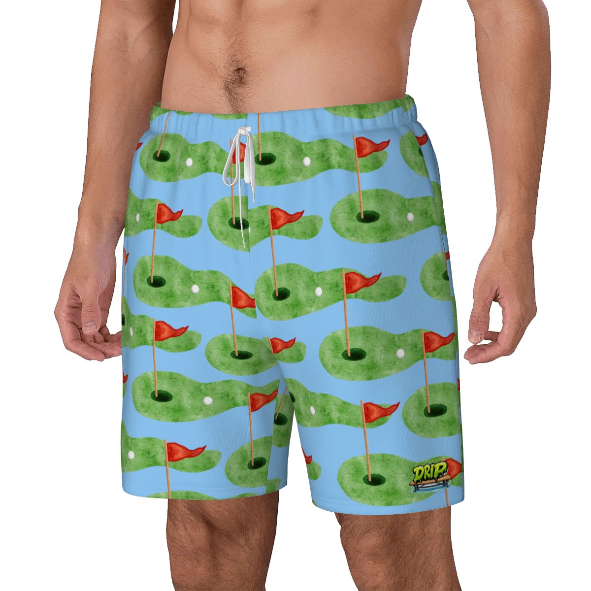 W2W Pro Mesh Hybrid Shorts - Green Hole Sketch Blue