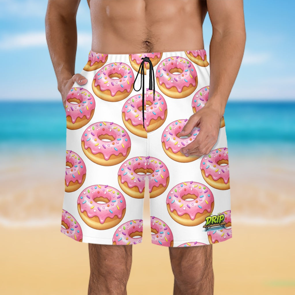 Men/Teen Swim Shorts - Donut Drip White