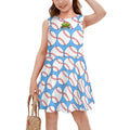 Girls Game Day Dress - Classic Baseball Blue